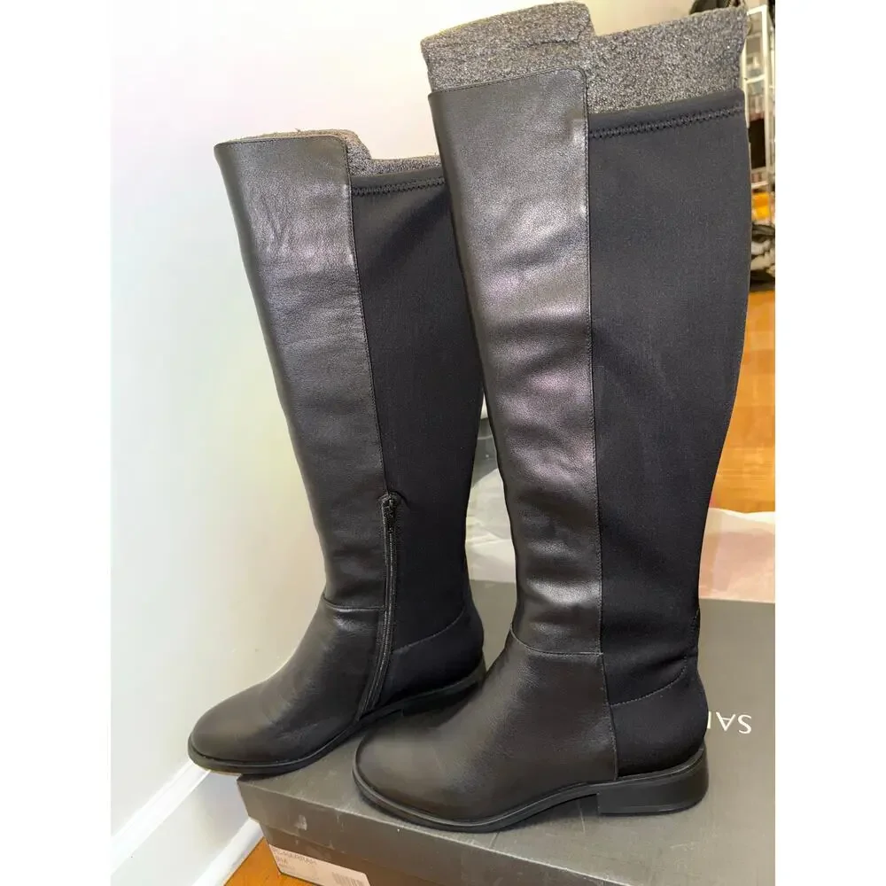 Saks Fifth Avenue Harrah Black Leather Boot size 9- NWT!!